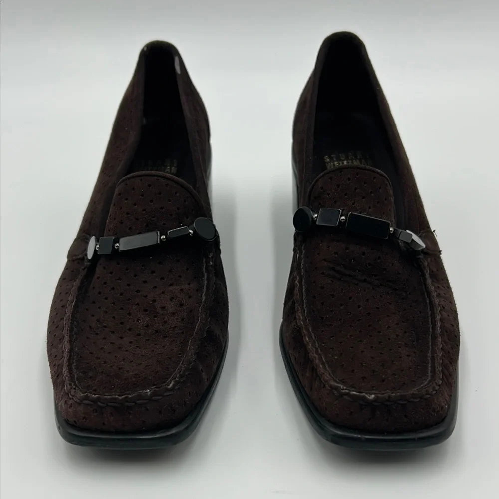Stuart Weitzman Brown Suede Loafers Slip-On Design 7M - Picture 2 of 14